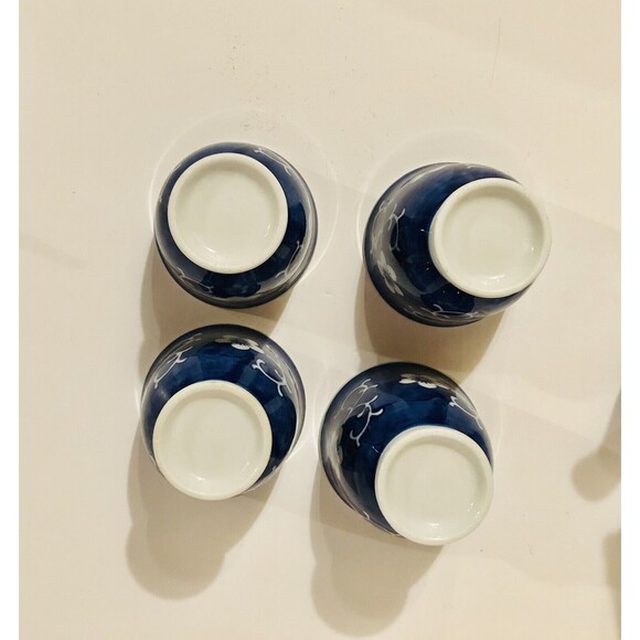 Portable Tea Set Ceramic 4 Tea Cups & Teapot Set with tray Floral Blue/White - Picture 4 of 8